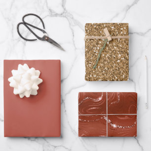 Hoja De Papel De Regalo Purpurina naranja Spice Gold Cumpleaños