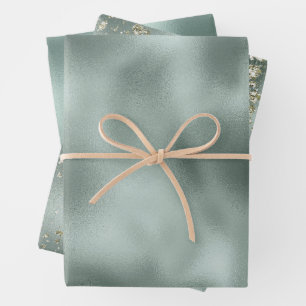 Hoja De Papel De Regalo Purpurina Pine Green Gold