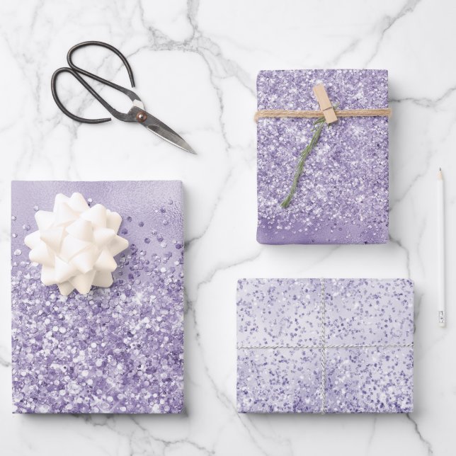 Hoja De Papel De Regalo Purpurina Purple Glitzy            (Anverso)