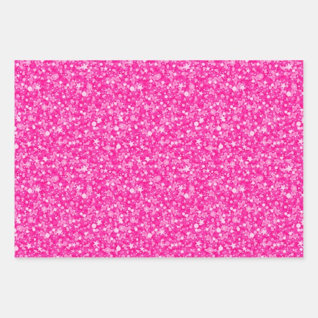 Hoja De Papel De Regalo Purpurina rosa brillante (Anverso)