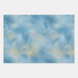 Hoja De Papel De Regalo Purpurina Turquoise Aqua Blue Glam Gold