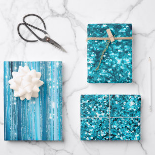 Hoja De Papel De Regalo Purpurina Turquoise Aqua Glam