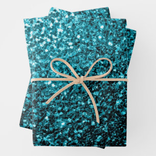 Hoja De Papel De Regalo Purpurinas de imitación azul Aqua