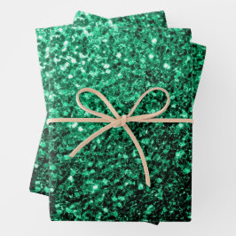 Hoja De Papel De Regalo Purpurinas de imitación verde esmeralda brillan