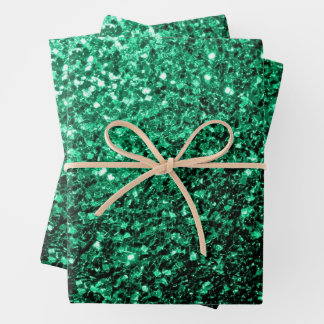Hoja De Papel De Regalo Purpurinas de imitación verde esmeralda brillan