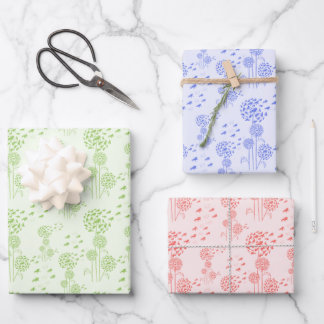 Hoja De Papel De Regalo Pusteblume mit Tölter 3 Farben