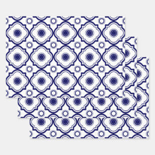 Hoja De Papel De Regalo Quatrefoil azul