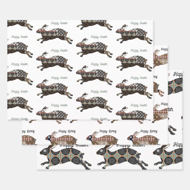 Hoja De Papel De Regalo Rabbit Happy Easter (Set)