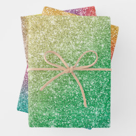 Hoja De Papel De Regalo Rainbow Glitter