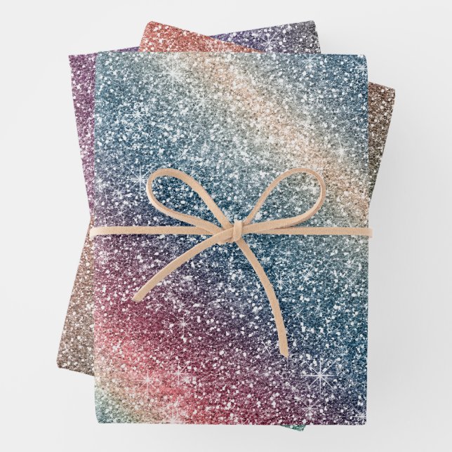 Hoja De Papel De Regalo Rainbow Glitter  (In situ)