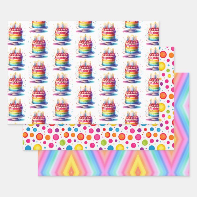 Hoja De Papel De Regalo Rainbow Happy Birthday (Set)