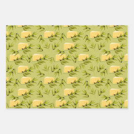 Hoja De Papel De Regalo Rama de oliva sin foco en la espalda verde