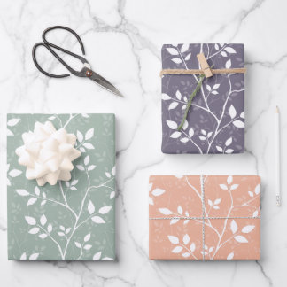 Hoja De Papel De Regalo Ramas Botánicas Minimalistas de Pastel Suave