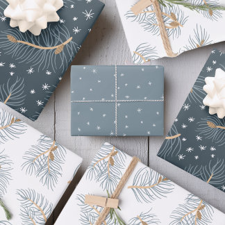 Hoja De Papel De Regalo Ramas de aves con copos de nieve |