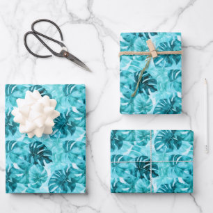 Hoja De Papel De Regalo Ramas de Palma Turquesa