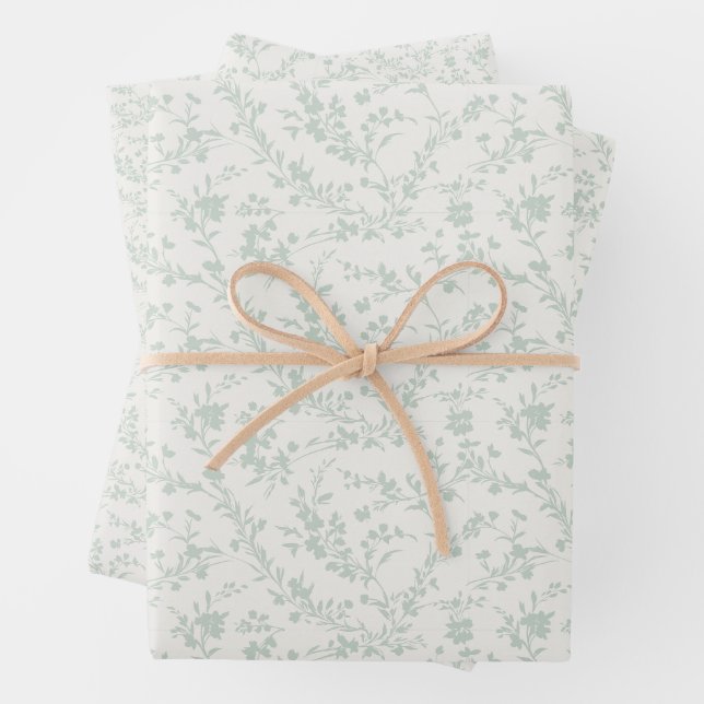Hoja De Papel De Regalo Ramilletes de primavera Muted Sage - Neutral  (In situ)