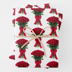 Hoja De Papel De Regalo Ramo de flores de rosas rojas románticas