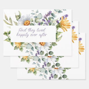 Hoja De Papel De Regalo Ramo de flores silvestres acuarela Marco 