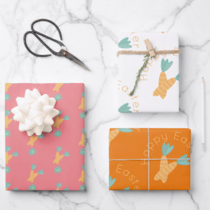 Hoja De Papel De Regalo Ramo De Zanahorias De Pascua Feliz Colorido