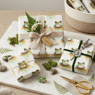 Hoja De Papel De Regalo  Rana arbórea verde linda, personalizada 