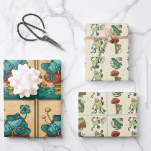 Hoja De Papel De Regalo Rana Cottagecore con hongo