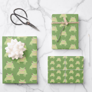 Hoja De Papel De Regalo Rana de árbol verde lindo - 3x patrón de transp.