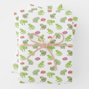 Hoja De Papel De Regalo Ranas acuarelas Cuidan Arte De Naturaleza Whimsica