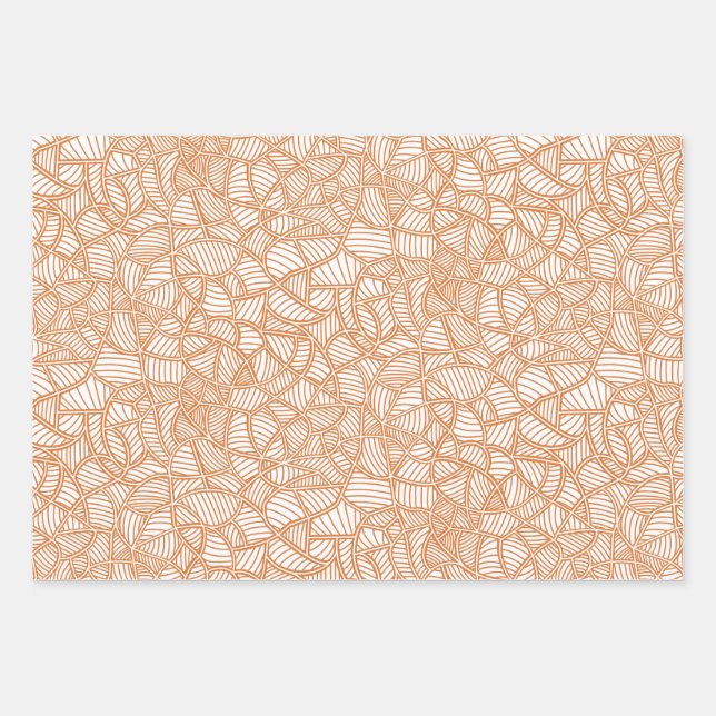 Hoja De Papel De Regalo Random Leaf Mosaic Dark Naranja (Anverso)
