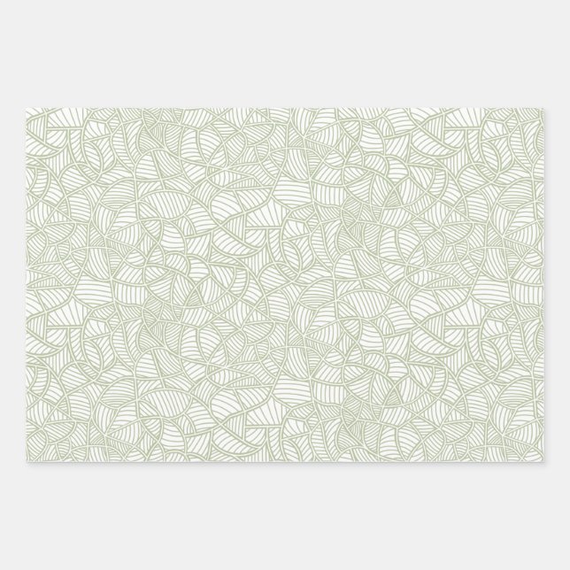 Hoja De Papel De Regalo Random Leaf Mosaic Pale Green (Anverso)