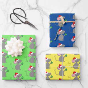 Hoja De Papel De Regalo Ratón Santa
