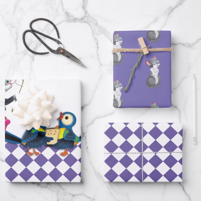 Hoja De Papel De Regalo Ratones y ardillas tocan un concierto (Anverso)