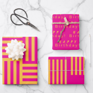 Hoja De Papel De Regalo Rayas amarillas cálidas cálidas y personalizadas C