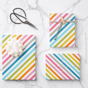 Hoja De Papel De Regalo Rayas arcoiris de verano