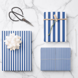 Hoja De Papel De Regalo Rayas azul y blanca de zafiro mediano