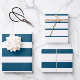Hoja De Papel De Regalo Rayas Azules Oceánicas