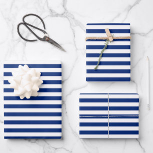 Hoja De Papel De Regalo rayas azules y blancas