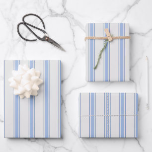 Hoja De Papel De Regalo Rayas azules y blancas apagado