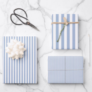 Hoja De Papel De Regalo Rayas Blancas y Azul Bebé