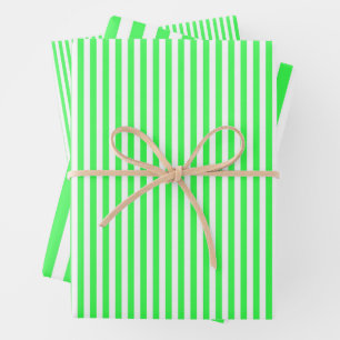 Hoja De Papel De Regalo Rayas Blancas y Verde Brillante