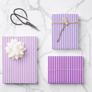 Hoja De Papel De Regalo Rayas Clásicas Blanco - 3 Morado