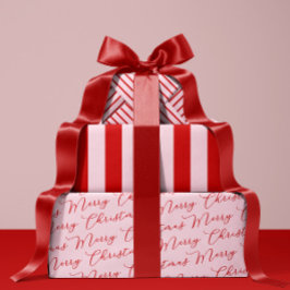 Hoja De Papel De Regalo Rayas clásicas rojas rosadas