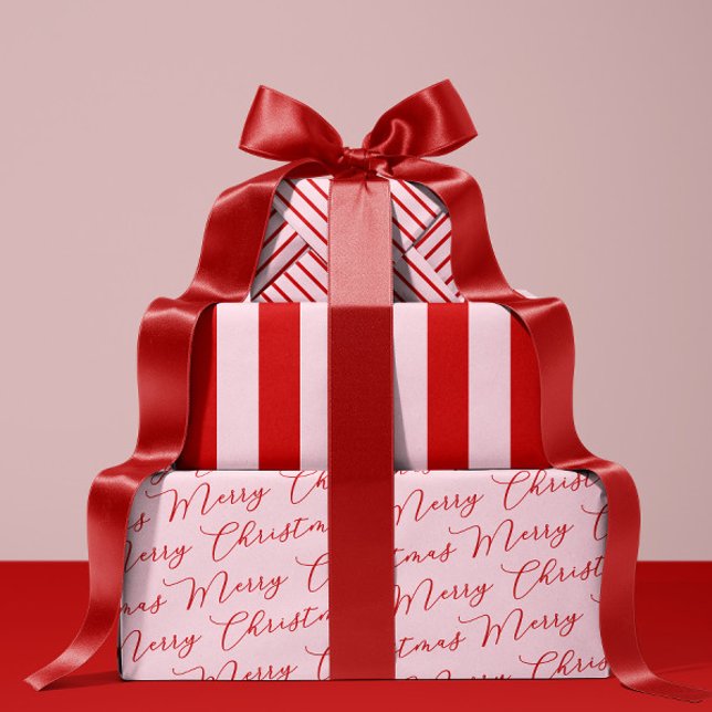 Hoja De Papel De Regalo Rayas clásicas rojas rosadas (Subido por el creador)