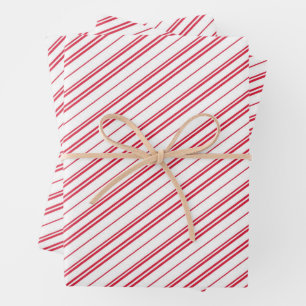 Hoja De Papel De Regalo Rayas de bastón de caramelo de menta de Navidad