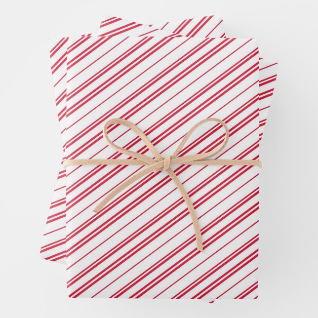 Hoja De Papel De Regalo Rayas de bastón de caramelo de menta de Navidad (In situ)