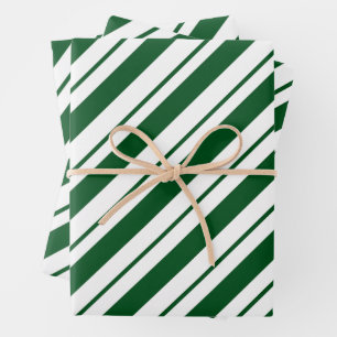 Hoja De Papel De Regalo Rayas de bastón de caramelo de Navidad en verde y