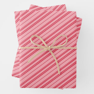 Hoja De Papel De Regalo Rayas de bastón de caramelo de Navidad rosadas y r