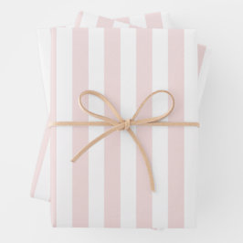 Hoja De Papel De Regalo Rayas de cabaña rosadas y blancas Palm Beach