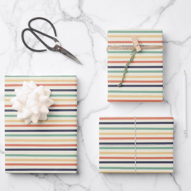 Hoja De Papel De Regalo Rayas de colores (Anverso)