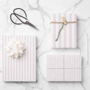 Hoja De Papel De Regalo Rayas de Crema y Blanco