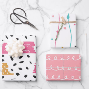 Hoja De Papel De Regalo Rayas de Garabatos Abstractos Lindos